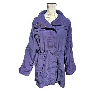 GET Purple Crinkle Nylon Hooded Windbreaker Jacket Gold Hardware 5809LNL Small‎